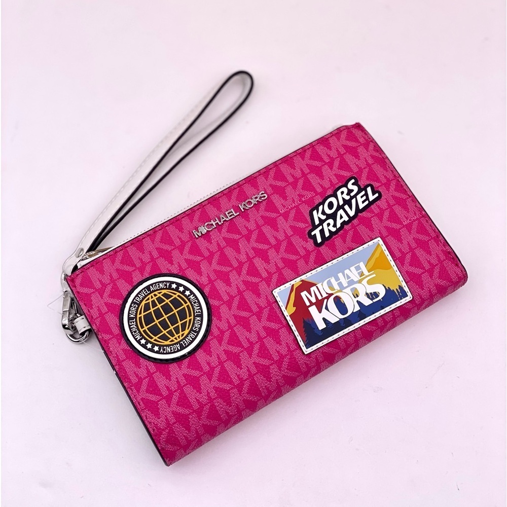 Michael Kors Jet Set Travel Large Embellished
Signature Logo Wallet Wristlet - Picture 6 of 13